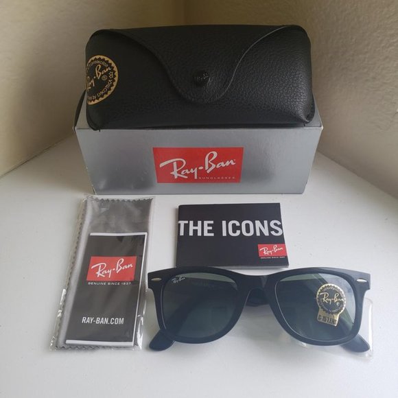 Black Classic Sunglasses - Ray Ban Wayfarer - Picture 1 of 5